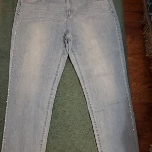Jennifer Lopez Never Worn Jeans with Pearl's and Rhinestones going down the legs
